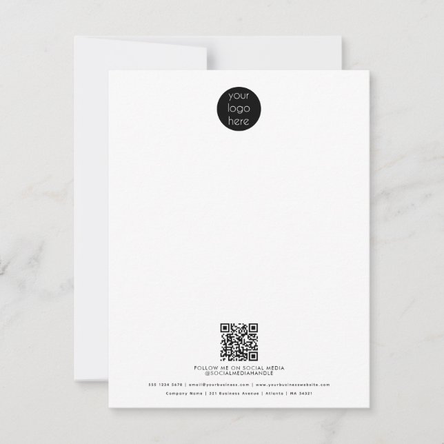 Professional Business Logo QR Code Promotional  Note Card (Front)