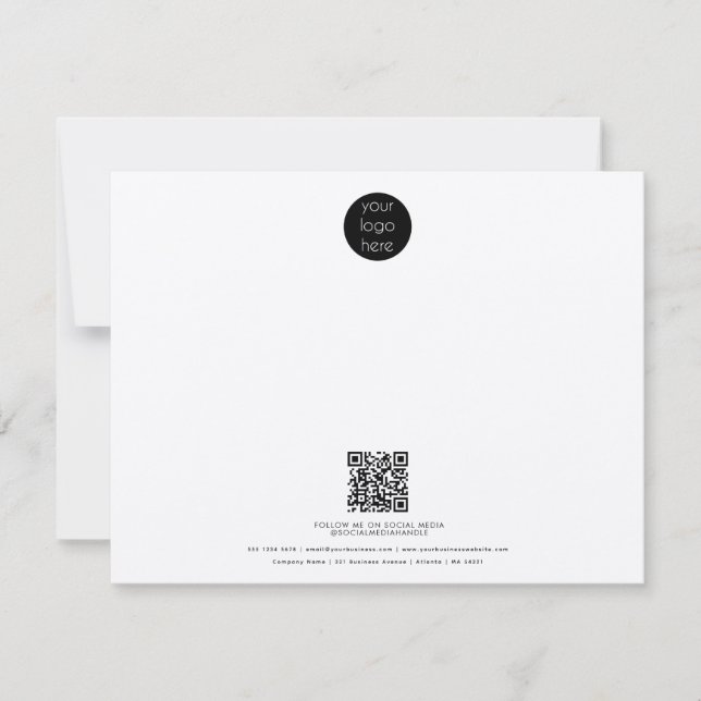 Professional Business Logo QR Code Rustic Kraft Note Card (Front)