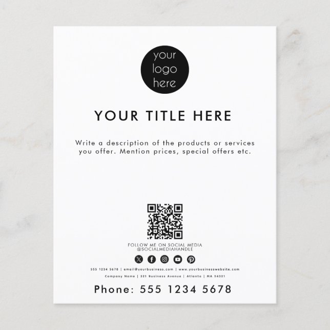 Professional Business Logo QR Code Social Media  Flyer (Front)