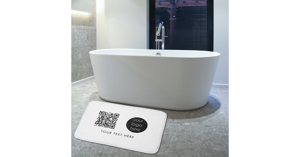 Professional Business Logo QR Code & Text Bath Mat | Zazzle