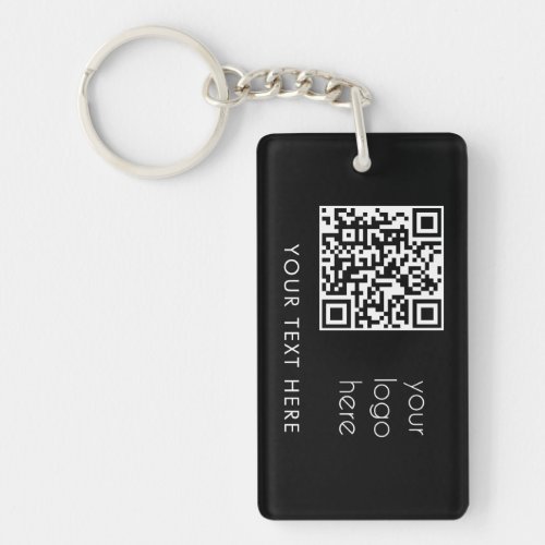 Professional Business Logo QR Code  Text Black Keychain