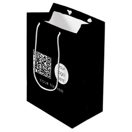 Professional Business Logo QR Code  Text Black Medium Gift Bag