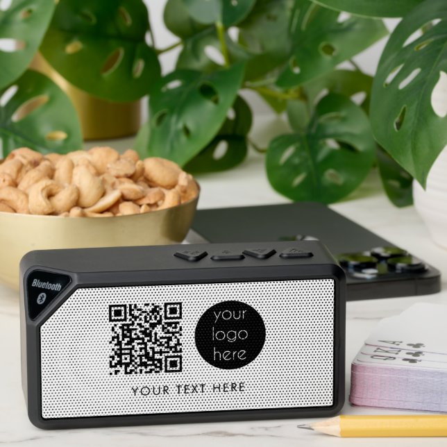 Professional Business Logo QR Code & Text Bluetooth Speaker (Insitu(Table))