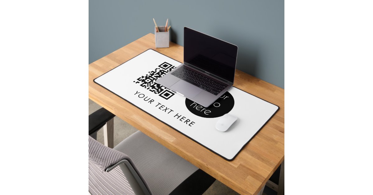 Professional Business Logo QR Code & Text Desk Mat | Zazzle