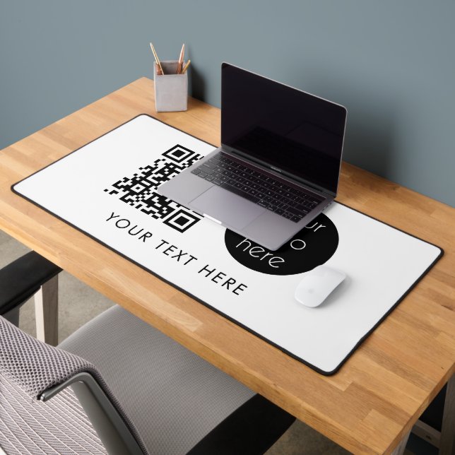 Professional Business Logo QR Code & Text  Desk Mat (Office 2)