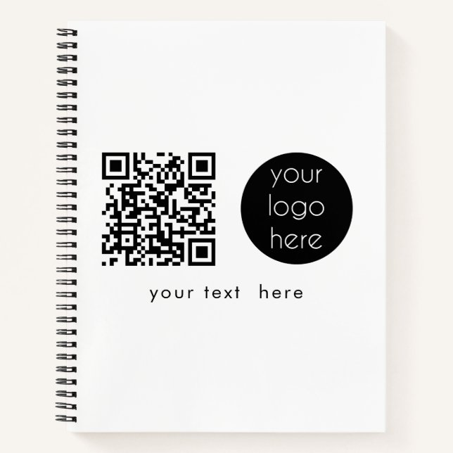 Professional Business Logo QR Code & Text  Notebook (Front)
