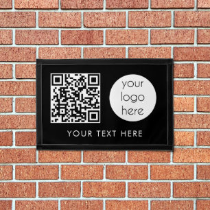 Professional Business Logo QR Code & Text Pennant