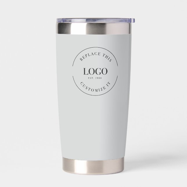 Professional Business logo QR code website Grey Insulated Tumbler (Left)