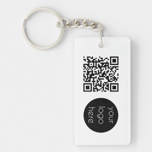Professional Business Logo QR Code White Keychain