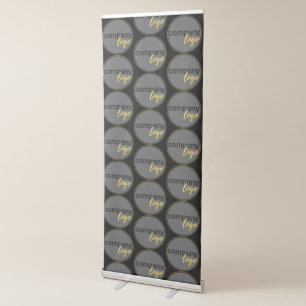 PROFESSIONAL BUSINESS LOGO REPEATING PATTERN BLACK RETRACTABLE BANNER