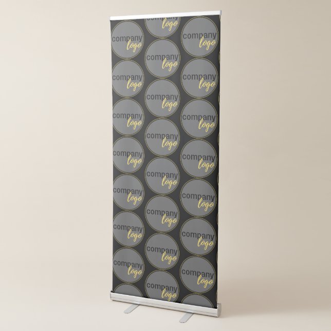 PROFESSIONAL BUSINESS LOGO REPEATING PATTERN BLACK RETRACTABLE BANNER (3/4)
