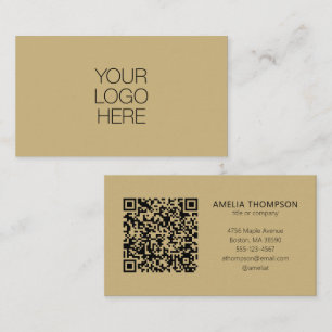 Professional Business Logo Tan Brown QR Code Card