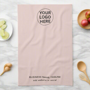 Professional Business Logo & Text Blush Pink Kitchen Towel