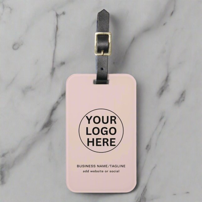 Professional Business Logo & Text Blush Pink Luggage Tag (Creator Uploaded)