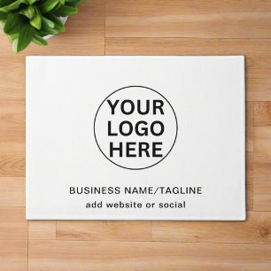 Professional Business Logo & Text Branded White Doormat