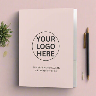 Professional Business Logo & Text Clean Blush Pink Pocket Folder