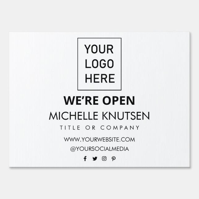 Professional Business Logo & Text Company Open     Sign (Front)