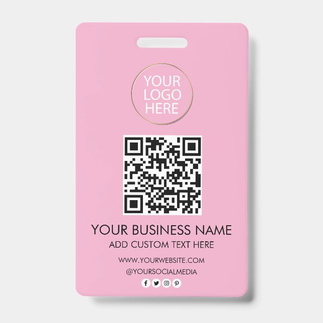 Professional Business Logo & Text Company QR Code  Badge (Front)