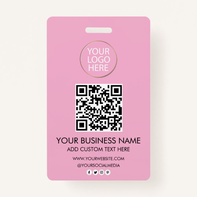 Professional Business Logo & Text Company QR Code  Badge (Front)