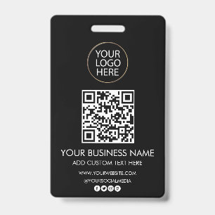 Professional Business Logo & Text Company QR Code  Badge