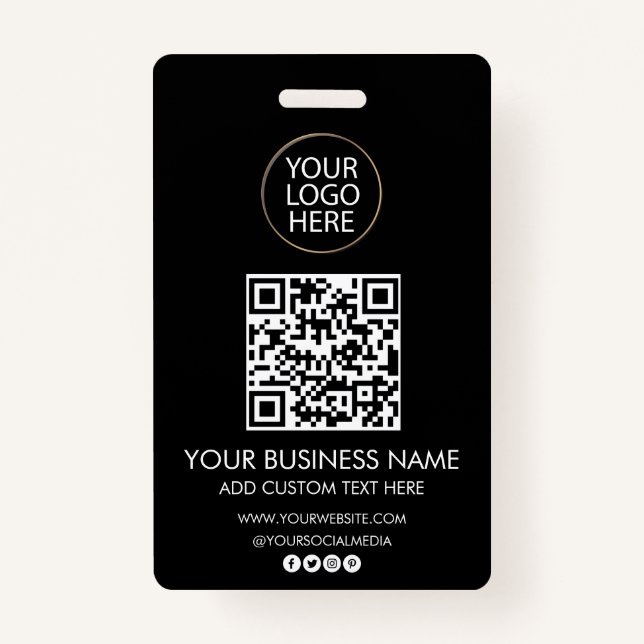 Professional Business Logo & Text Company QR Code  Badge (Front)