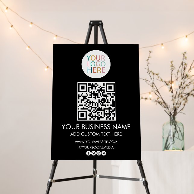 Professional Business Logo & Text Company QR Code  Foam Board (In Situ (Stand))
