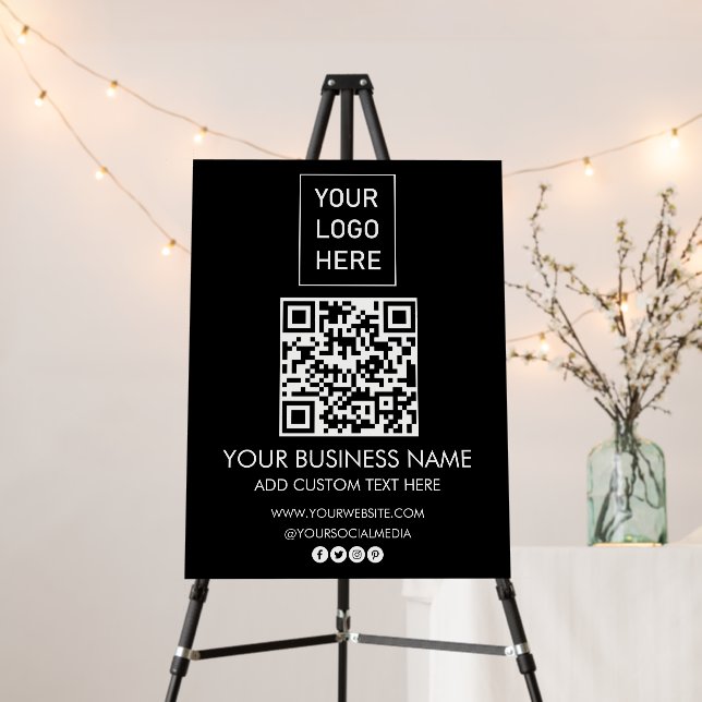 Professional Business Logo & Text Company QR Code  Foam Board (In Situ (Stand))
