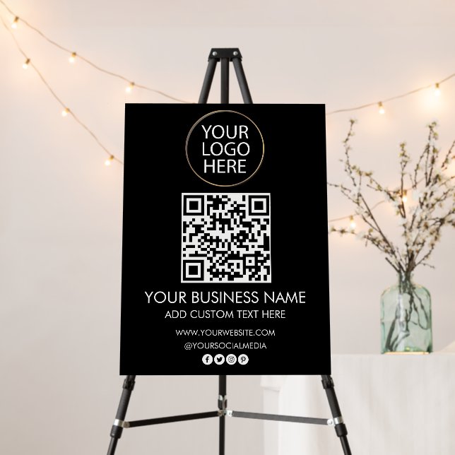 Professional Business Logo & Text Company QR Code  Foam Board (In Situ (Stand))