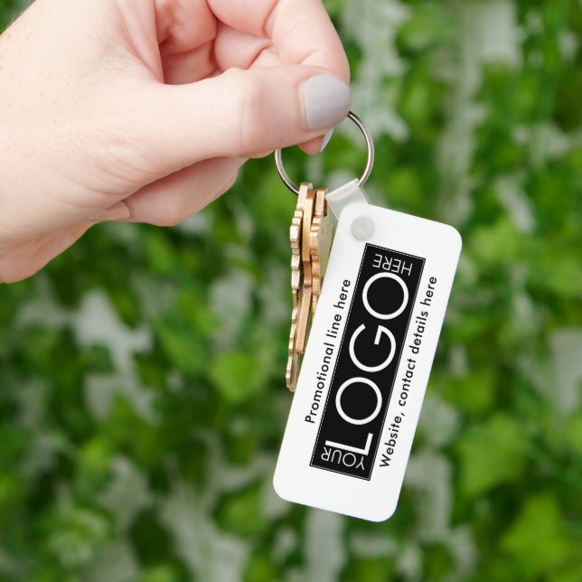 Professional Business Logo Text Promo Gifts White Keychain (Hand)