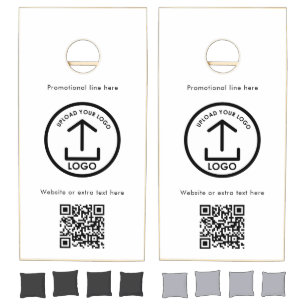Professional Business Logo Text Promo QR Code Cornhole Set