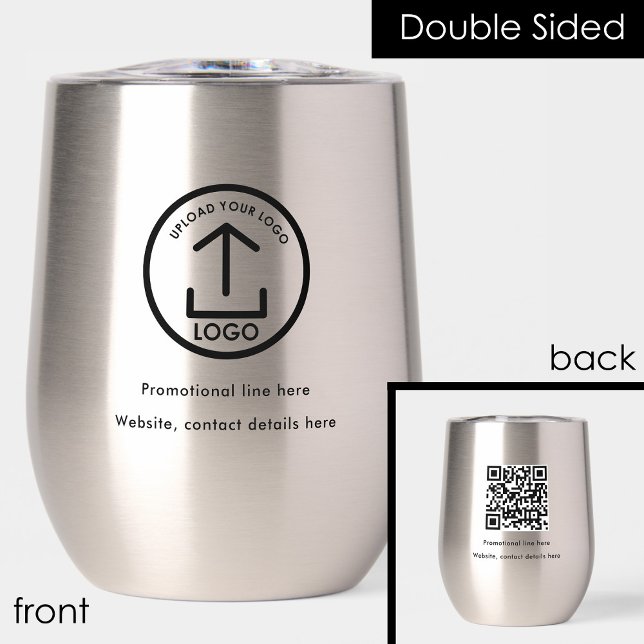 Professional Business Logo Text Promo QR Code Thermal Wine Tumbler (Professional Business Logo Text Promo QR Code Thermal Wine Tumbler)