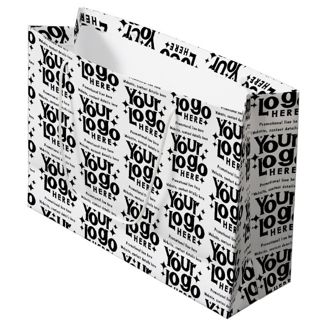 Professional Business Logo Text Promotional Retro Large Gift Bag (Front Angled)