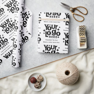 Professional Business Logo Text Promotional Retro Wrapping Paper
