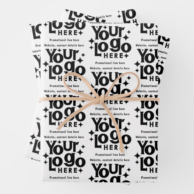 Professional Business Logo Text Promotional Retro Wrapping Paper Sheets (In situ)