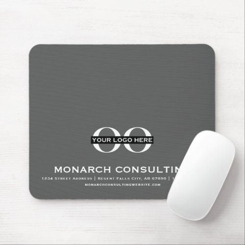 Professional Business Logo with Contact Info Gray Mouse Pad