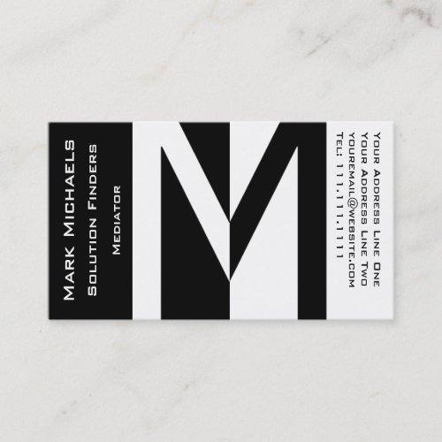 Professional Business M Monogram Black and White Business Card Templates