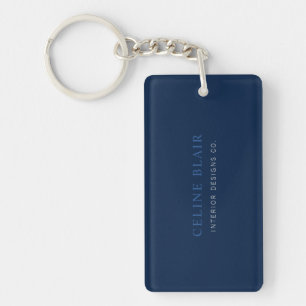 Professional Business Minimalist Navy Blue Keychain