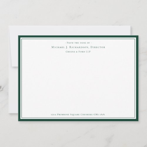 Professional Business Monogram From Desk of Note Card