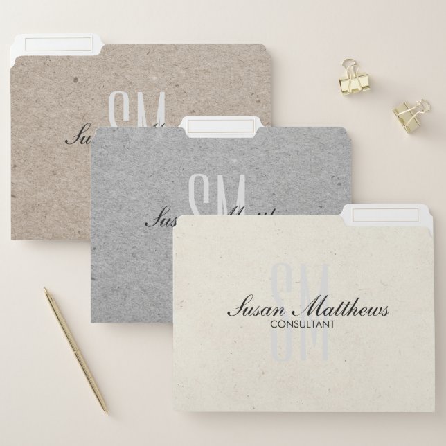 Professional Business Monogram Personalized File Folder (Set)