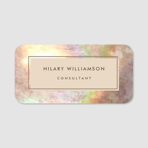 Professional Business Neutral Beige Magnetic Name Tag