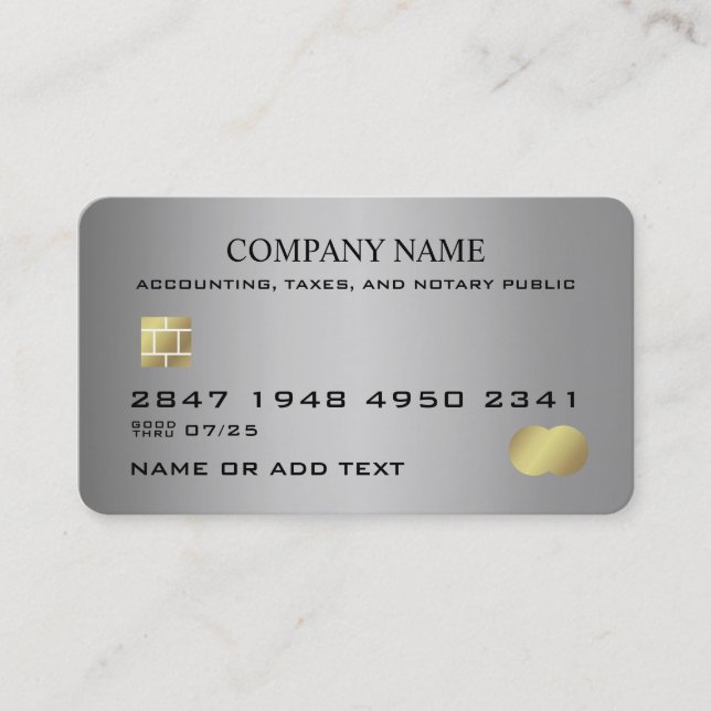 Professional Business Office Gray Faux Credit Card (Front)