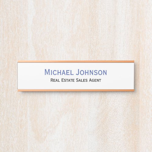 Professional Business Office Name Title Blue White Door Sign