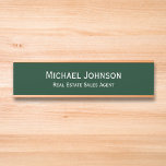 Professional Business Office Name Title Dark Green Door Sign<br><div class="desc">Custom, personalized, professional, modern, classy, stylish, elegant, business office cabin rose gold classic dark green and white script / typography, wall or door hanging metal sign name plate. To customize, simply type in your full name and designation / title. While you personalize, you'll be able to see a preview throughout....</div>
