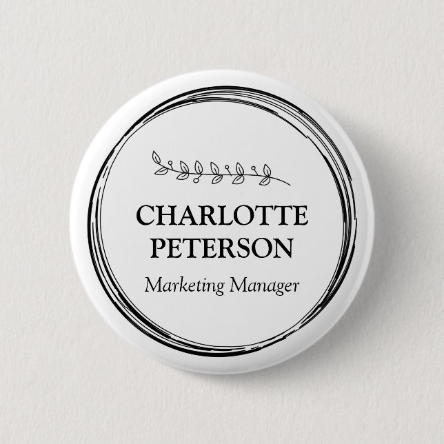 Professional Business Office Work Name Tag  Button (Front)