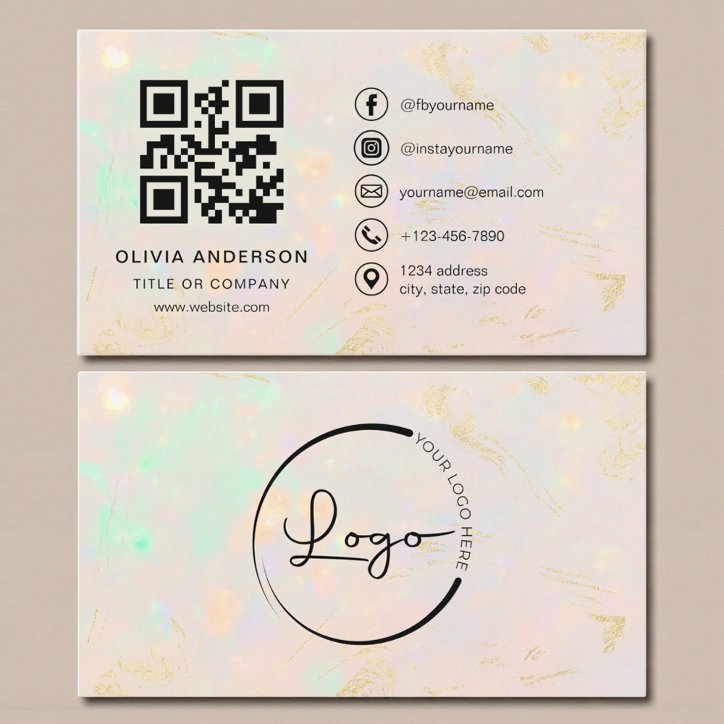 Professional Business Opal QR Code Business Card
