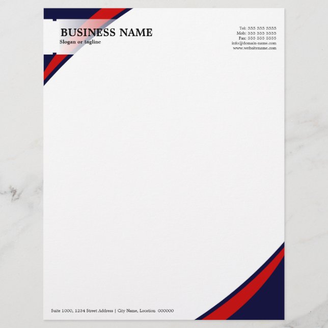 Professional Business Red Blue Letterhead (Front)