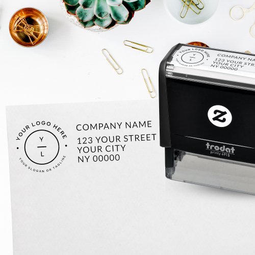 Professional Business Return Address Custom Logo  Self_inking Stamp