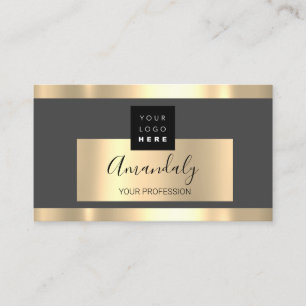 Professional Business Services Gold Logo VIP Gray Business Card