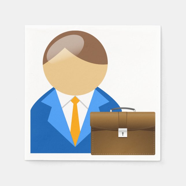 Professional Businessman Icon with Briefcase Napkins (Front)