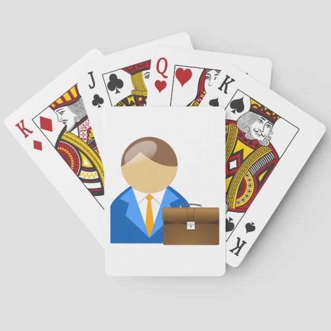 Professional Businessman Icon with Briefcase Poker Cards (Back)